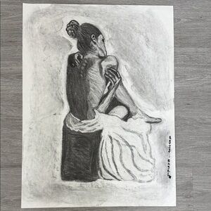Monochrome Charcoal Art Print